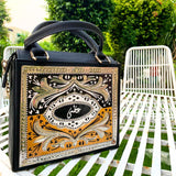 Black Personalized Cross Stitch Handbag