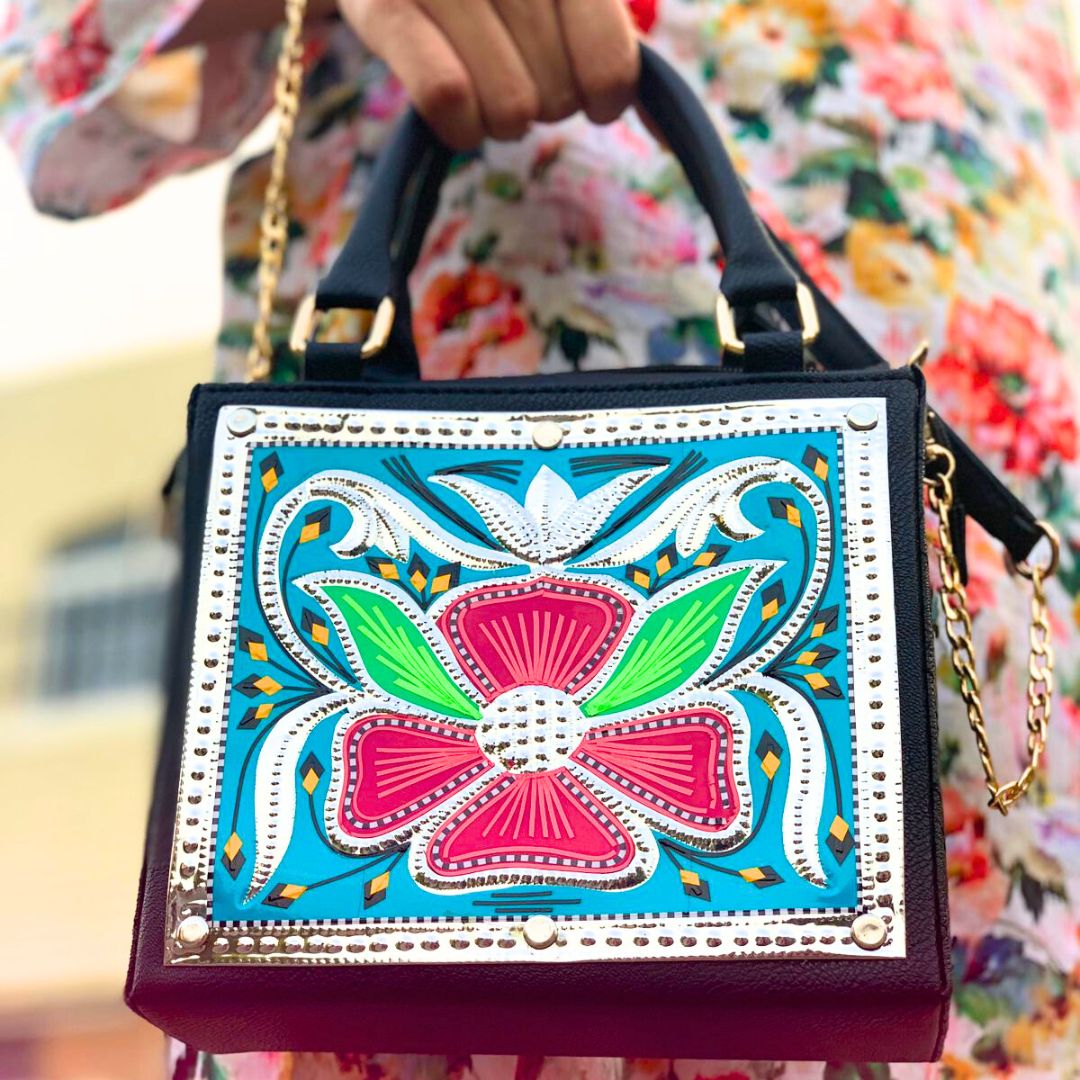 Blue Cross Stitch Handbag