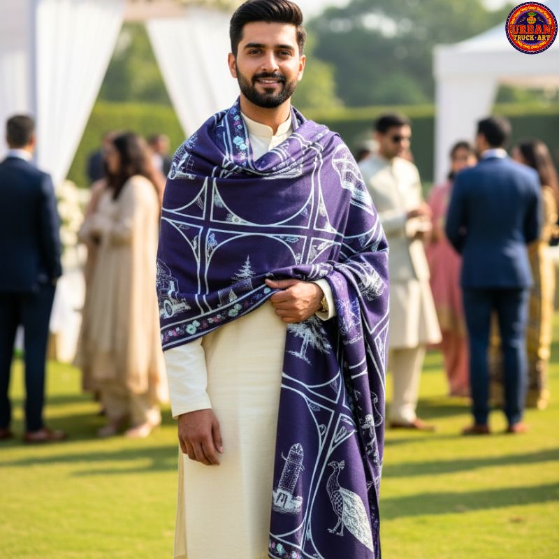 Men Blue Winter Shawl
