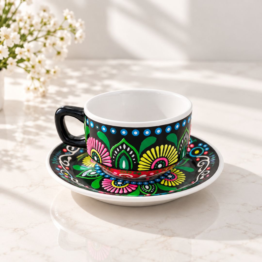 Euphoria Black Hand Painted Cup