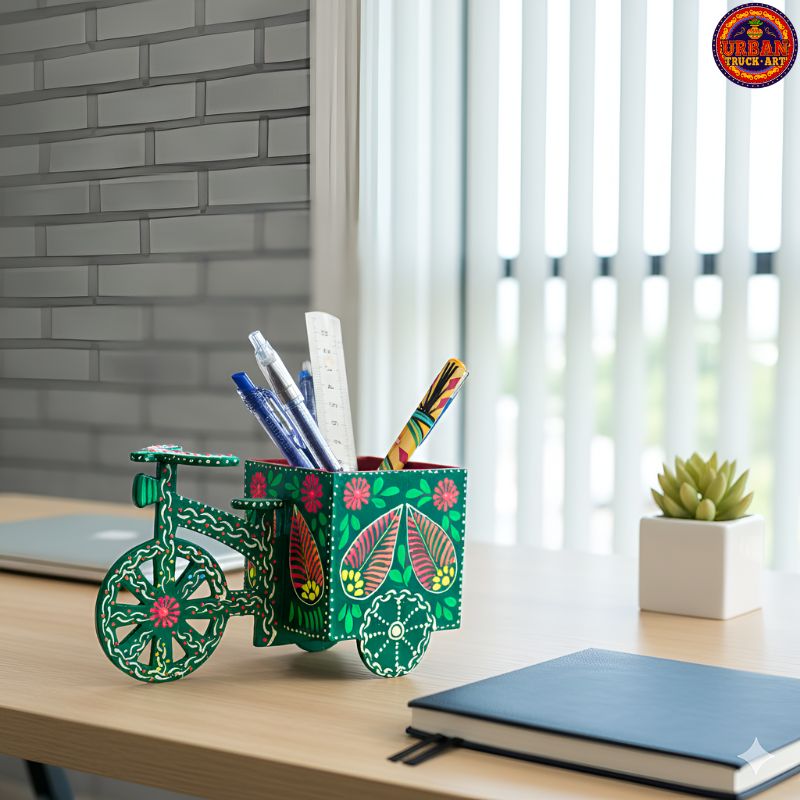 Green Cycle Cart Pen Holder