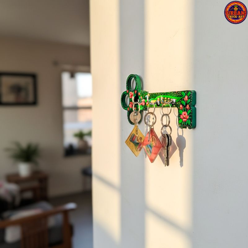 Green Hand Painted Peacock KeyHolder