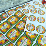 Top and Front Green Spice Label Stickers