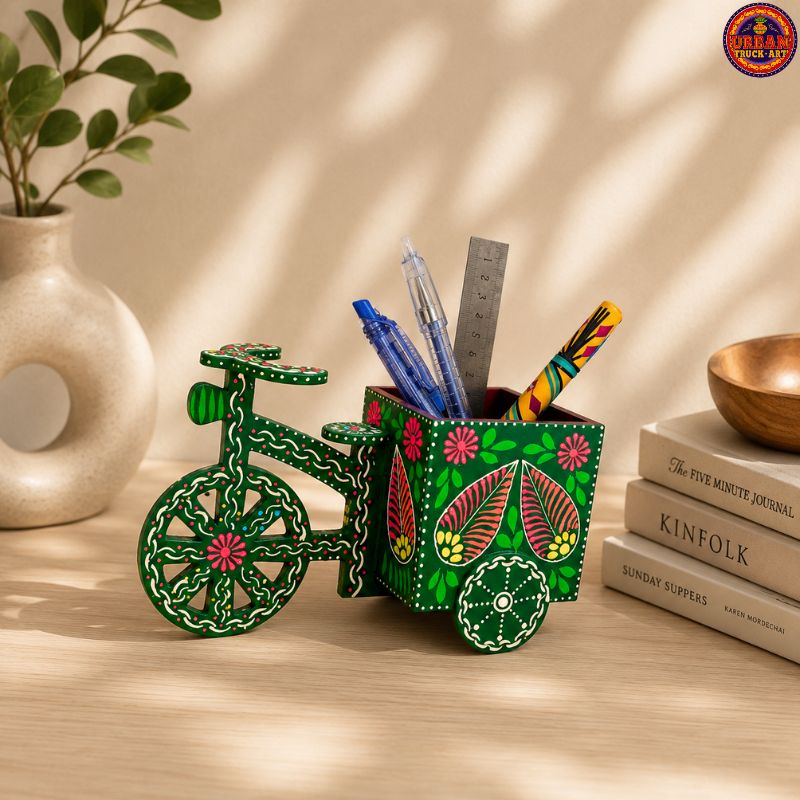 Green Cycle Cart Pen Holder