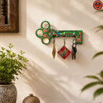 Green Hand Painted Peacock KeyHolder