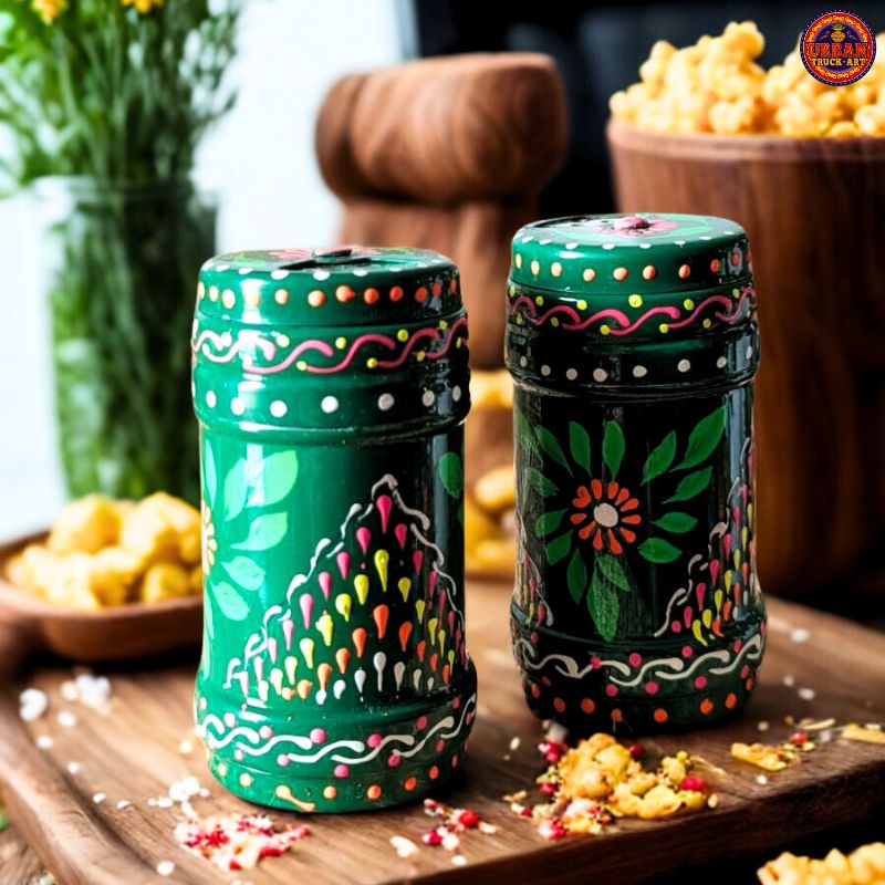 Green Hand Painted Salt & Spice Shaker