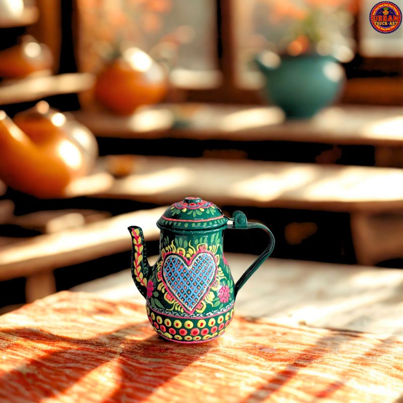 Green Heart Shaped Hand Painted Chainak