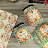 Green Masala Jars and Labels