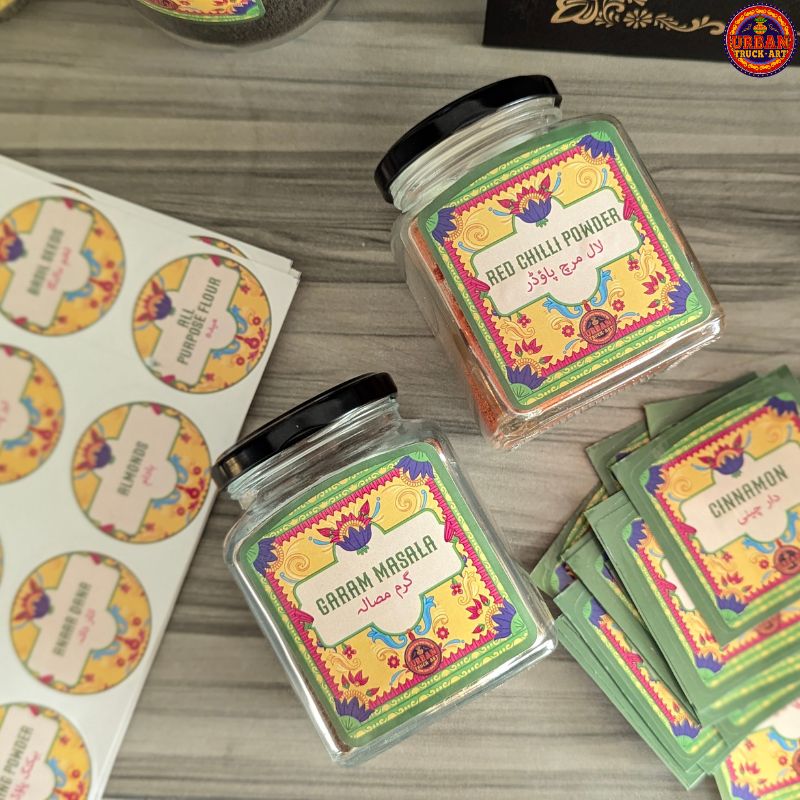 Green Masala Jars and Labels