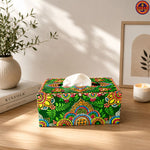 Green Hand Painted Tissue Cover