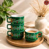 Green Hand Painted Tea set