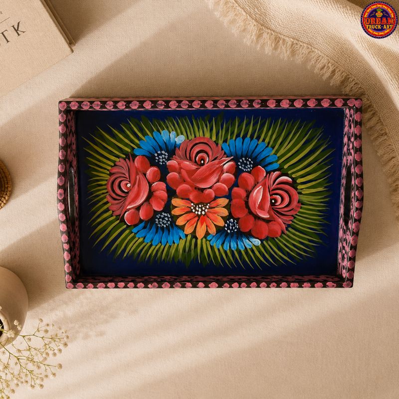 Flower Hand Painted Truck Art Tray