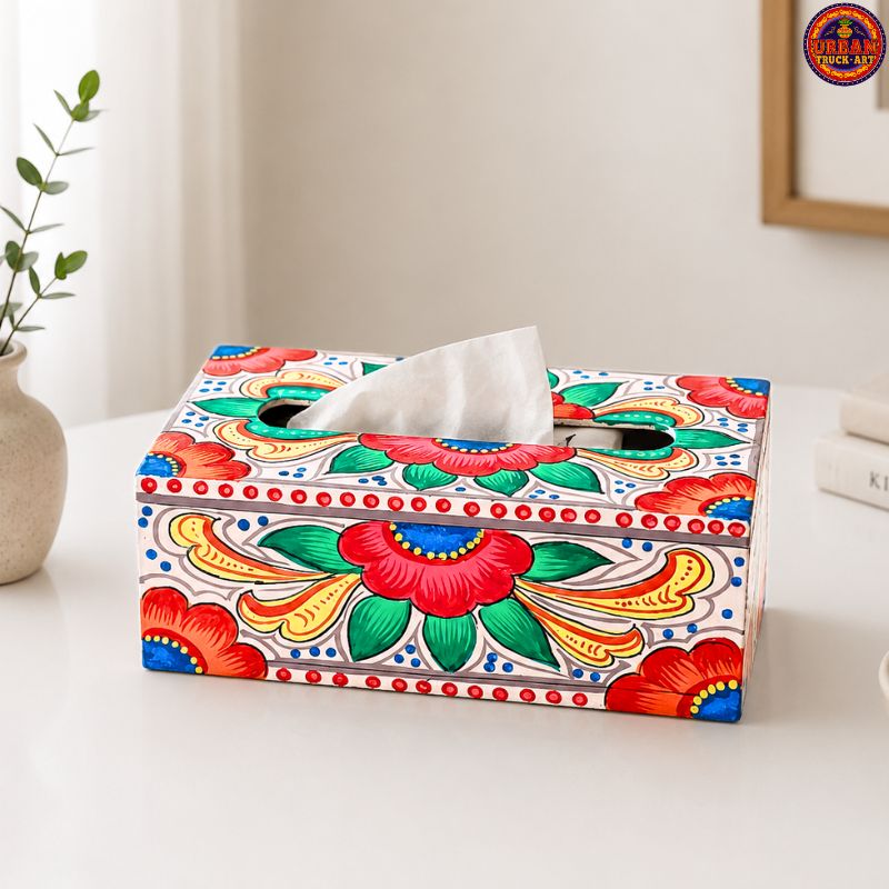 Truck Art Hand Painted Tissue Box