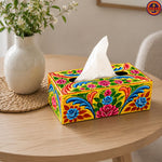 Yellow Wooden Tissue Box Cover