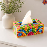 Yellow Truck Art Wooden Tissue Box Cover