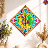 Handmade Chamak Patti Peacock Wall Clock
