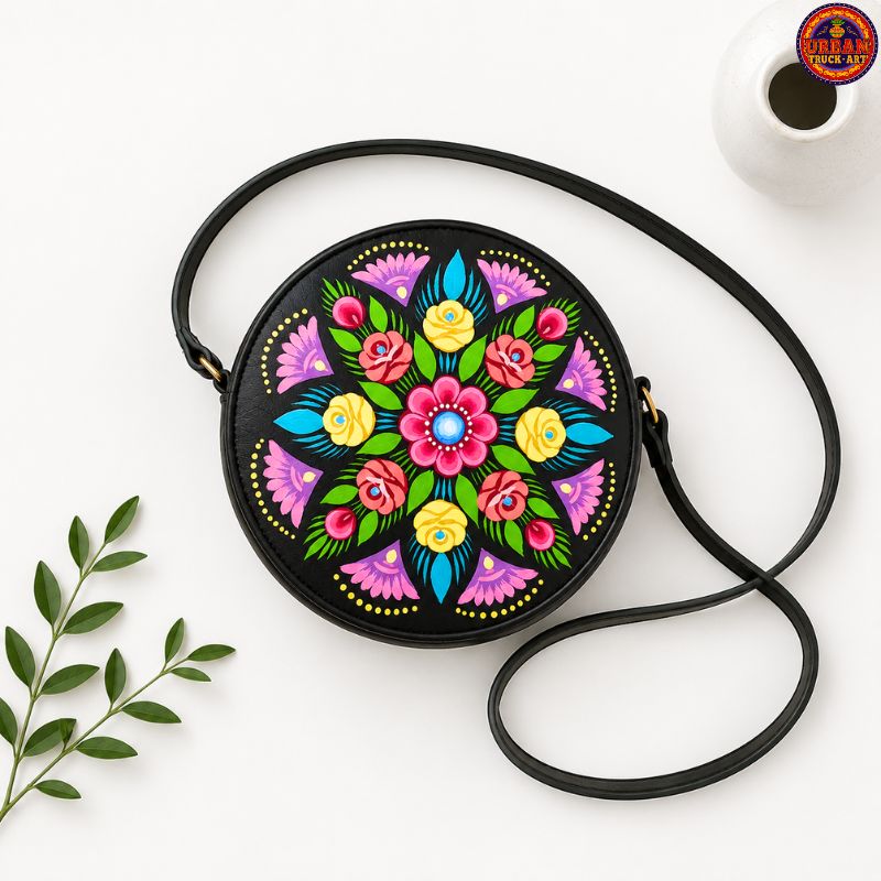 Illusion Hand Painted Round Bag
