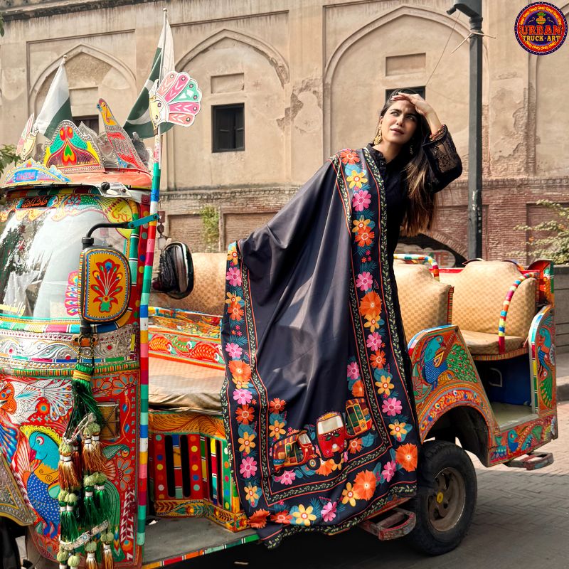 Truck Art Black Shawl