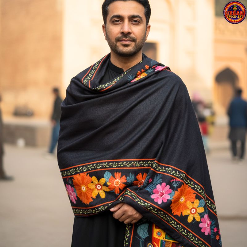 Truck Art Black Shawl for Men