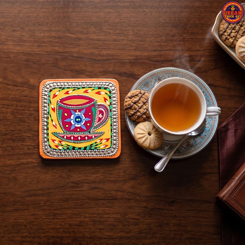 Maroon Cup Tea Coaster