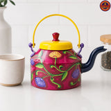 Maroon Hand Painted Teapot