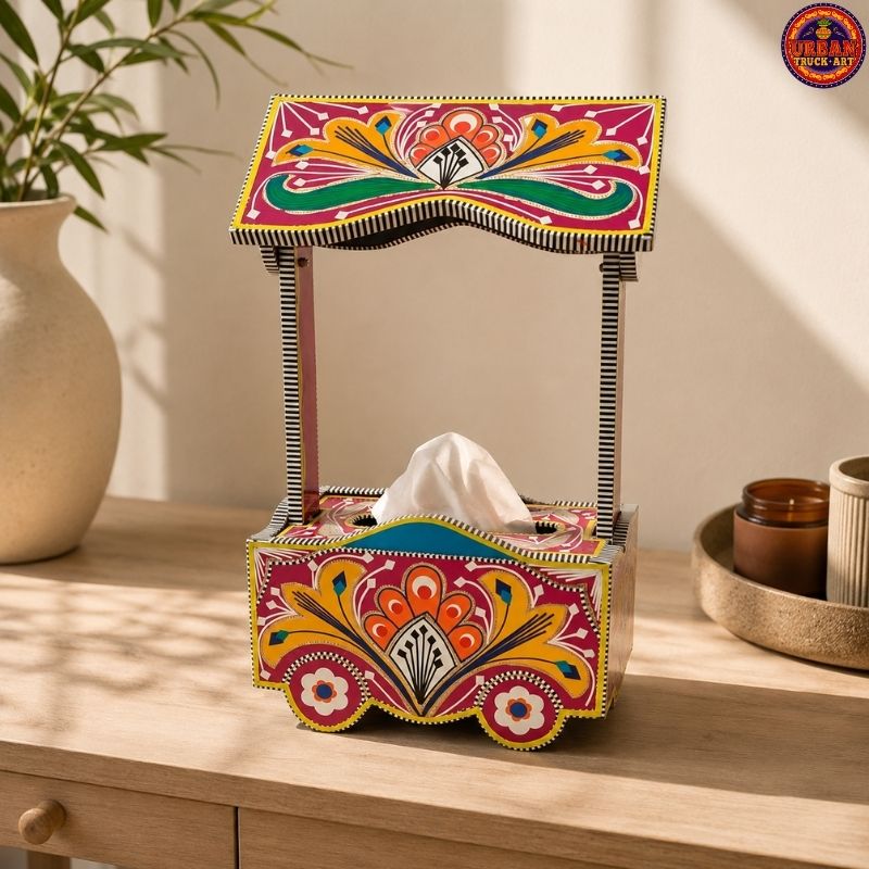Maroon Truck Art Tissue Cart