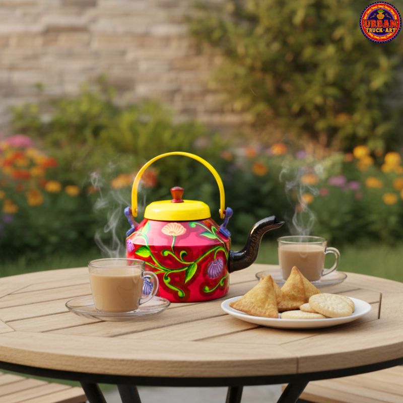 Maroon Hand Painted Teapot