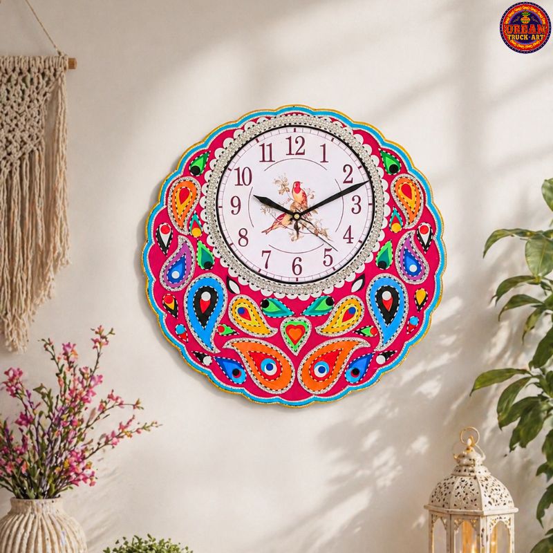Maroon Bird Wall Clock