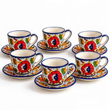 Multi Colored Baked Hand Painted Teacups