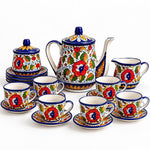 Multi Colored Baked Hand Painted Teaset
