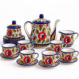 Multi Colored Baked Hand Painted Teaset