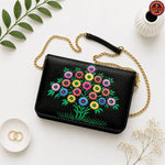 Multi Flower Black Hand Painted Clutch