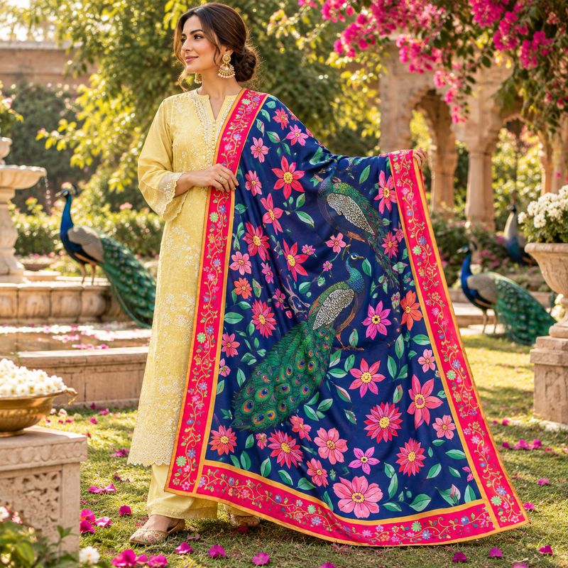 Multi Colored Digital Printed Truck Art Shawl