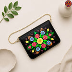 Multi Flower Black Ladies Clutch