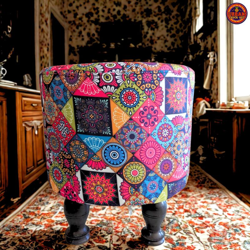 Multi Pattern Wooden Stool
