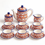 Orange Baked Painted TeaSet