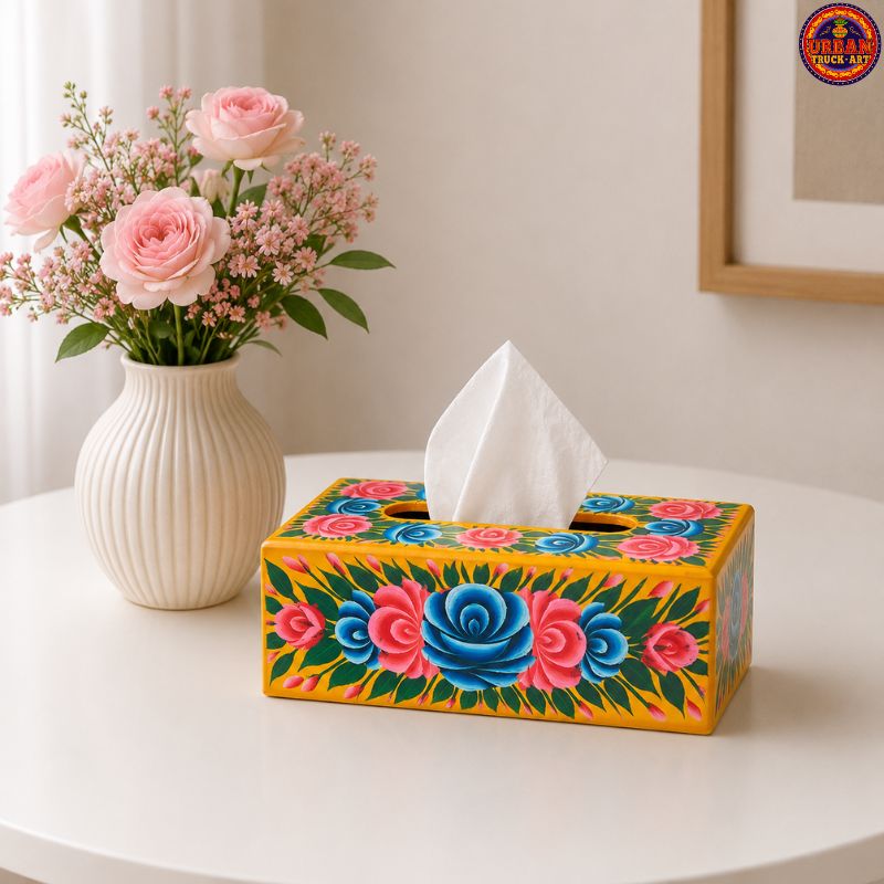 Orange Hand Painted Tissue Box Holder