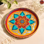 Orange Round Wooden Tray