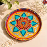 Orange Round Wooden Tray