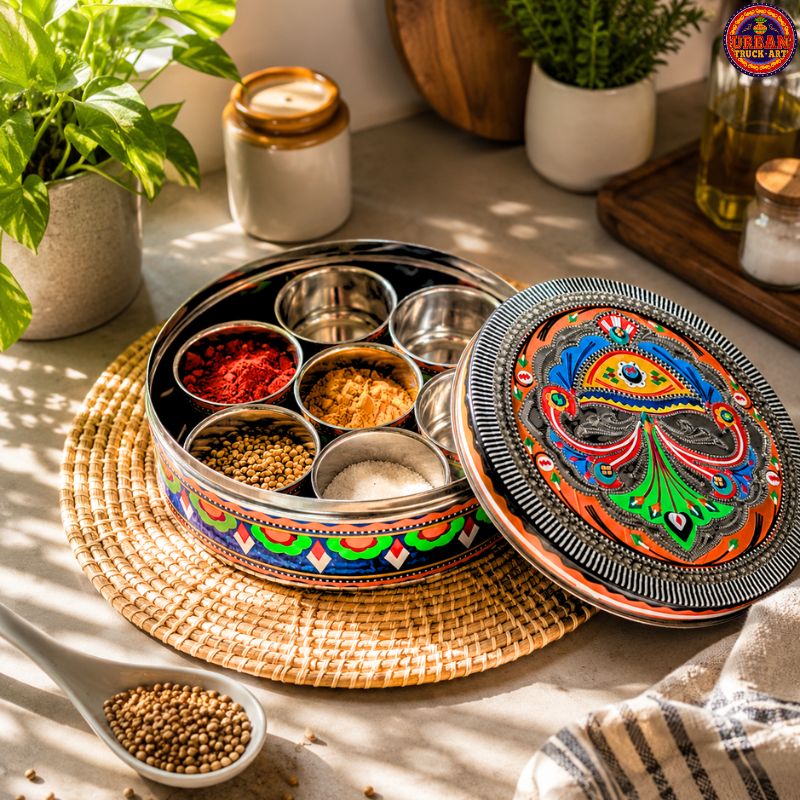 Orange Truck Art Spice Box