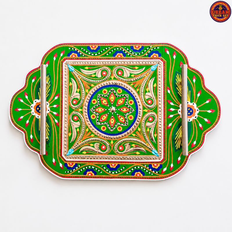 Green Petal Wooden Handmade Tray