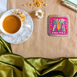 Maroon Bow Tea Coaster