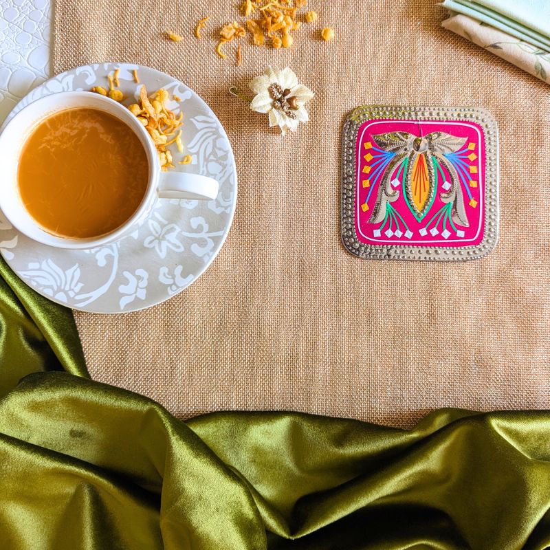 Maroon Bow Tea Coaster
