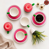 Pink Hand Painted Ceramic Teaset