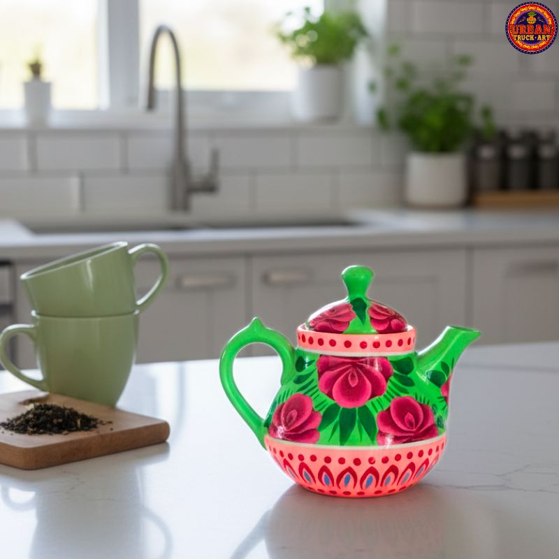 Pink Hand Painted Ceramic Tea Set