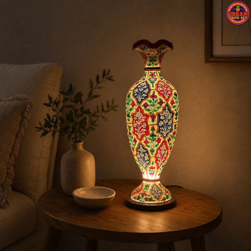 Prague Hand Painted Camel Skin Lamp