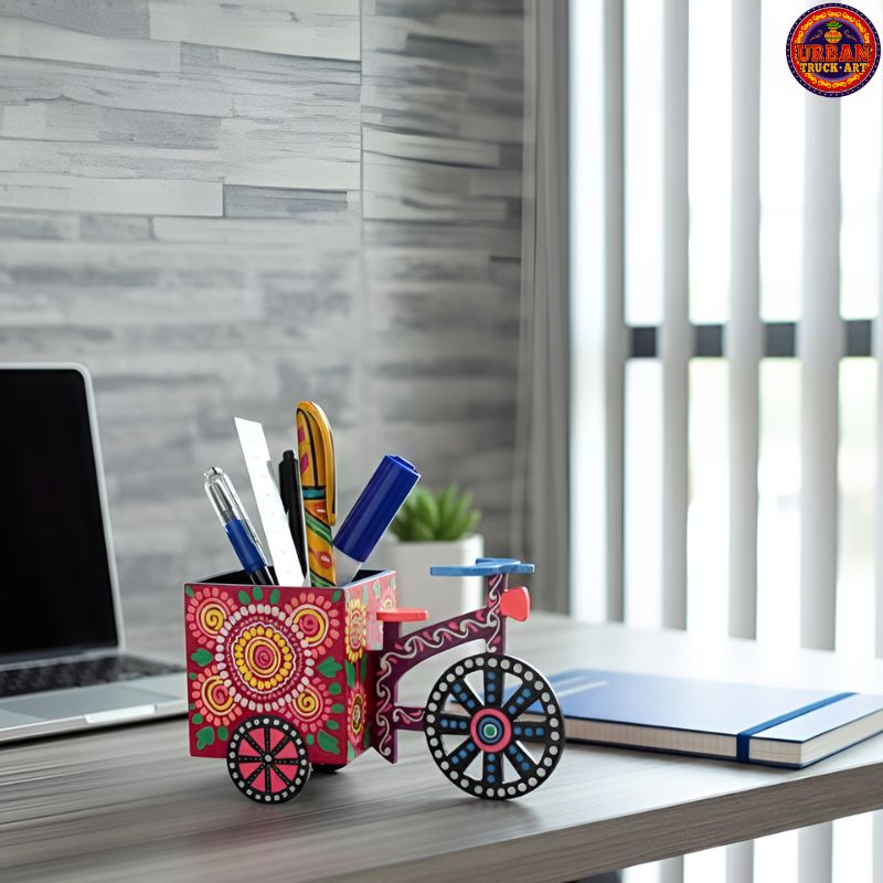 Red Artistic Painted Pen Holder