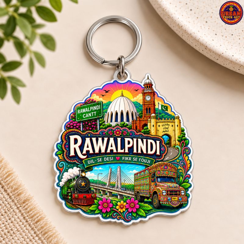 Rawalpindi Truck Art Printed Keychain