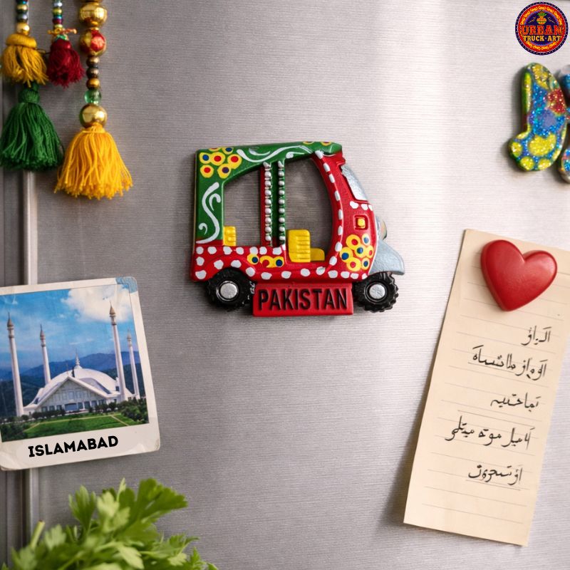 Red Acrylic Rickshaw Pakistan Magnet