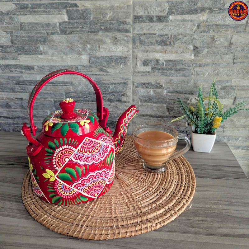 Red Mandala Hand Painted Teapot